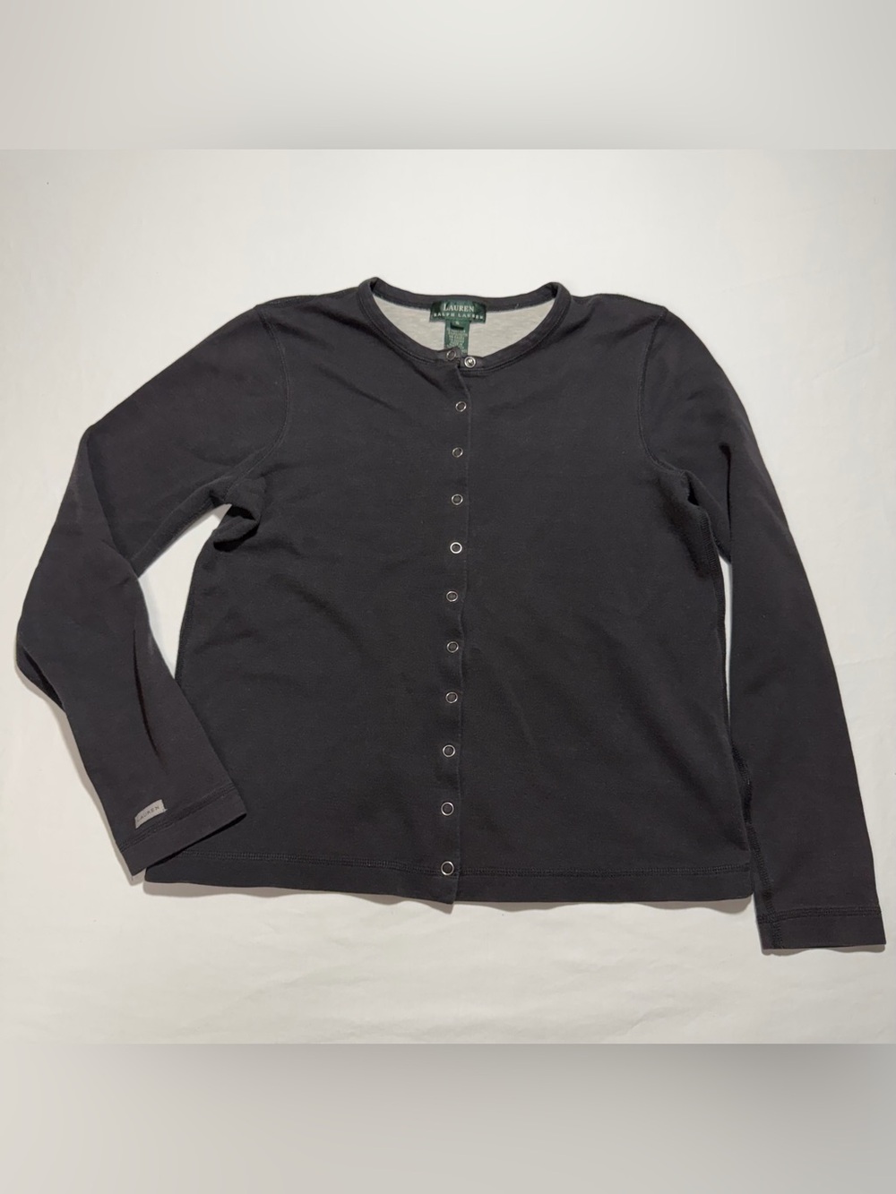 Lauren Ralph Lauren Black Snap-Up Long Sleeve Cardigan